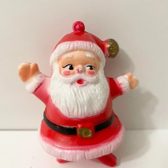 Vintage Mini Blow Mold Santa Christmas Ornament 3 Inch Tall Flaws - Picture 2 of 16